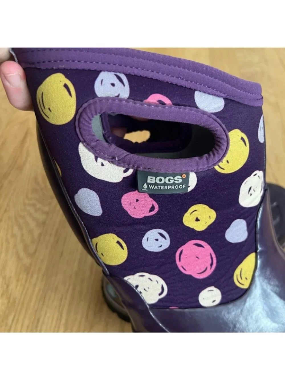 Bogs Kids Classic Sketched Purple Polka Dot Waterproof Winter Boots Youth Size 4